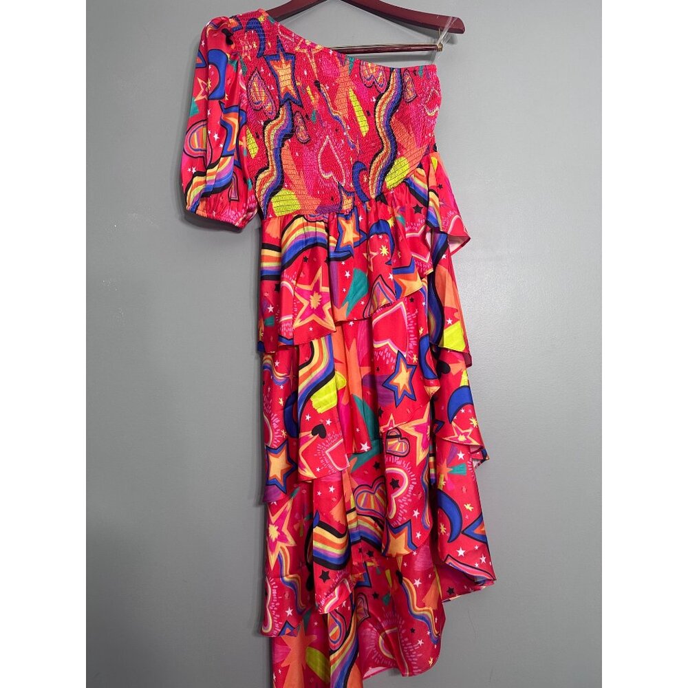 Alden Adair NWT COLLINS HOT PINK STARGAZING MIDI DRESS Large $392 - Picture 5 of 12